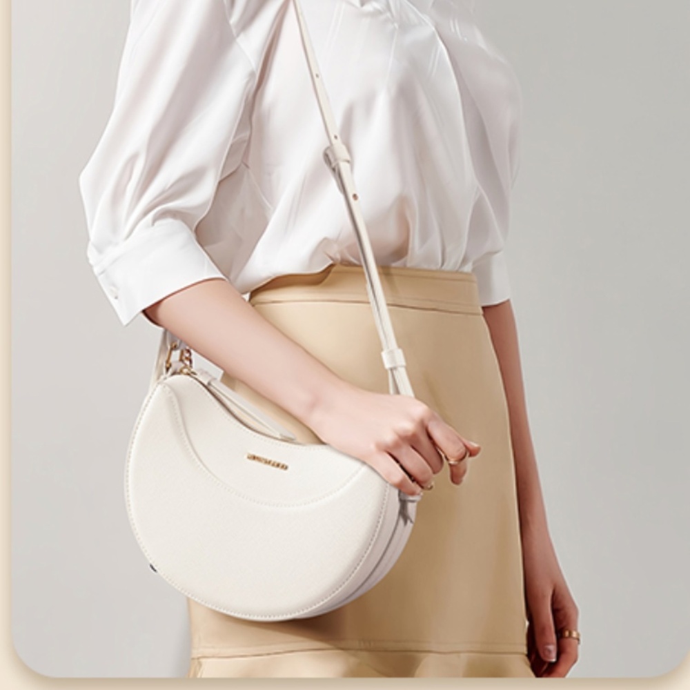 Crescent White Handbag